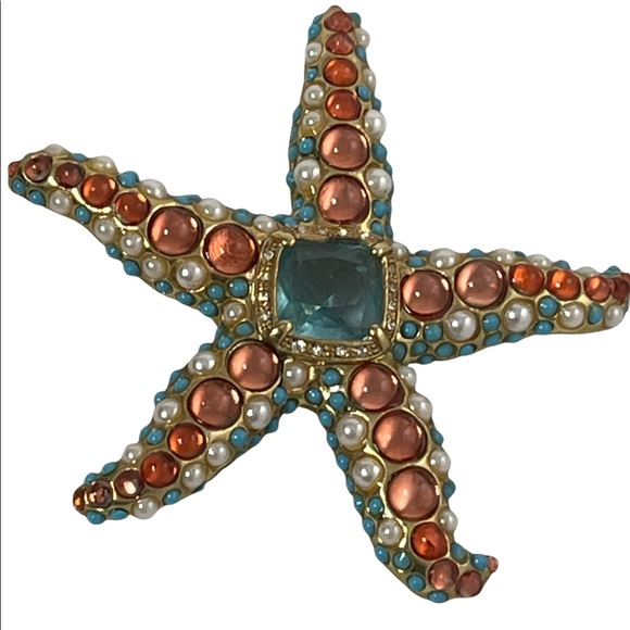 Vintage KJL Kenneth Jay Lane Starfish brooch signed RARE - Picture 5 of 8